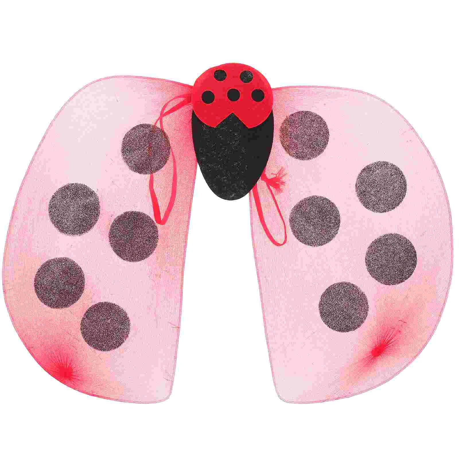 

Божья коровка Крылья Костюм Фея реквизит макияж Дети День рождения игры для девочек Шелковый экран пластик