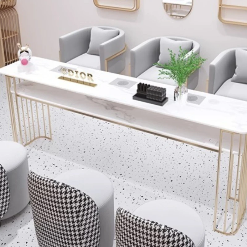Nordic Slate Manicure Table Auxiliary Ergonomics Internet Celebrity Manicure Table Wrought Iron Salon Furniture Nageltisch XYMJZ