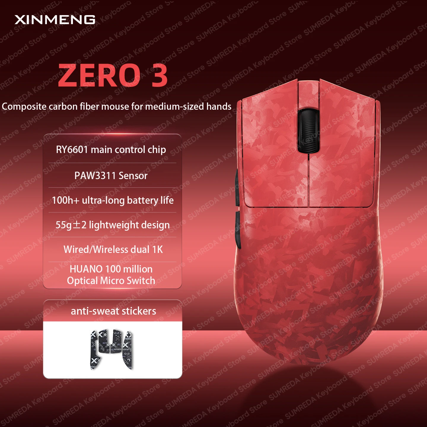 XINMENG ZERO3 Wireless Gaming Mouse PAW3950 PAW3395 8K 0.125ms
