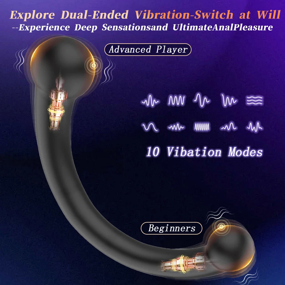 Double Ended Vibrating Prostate Massager 10 Vibrating Modes G Spot Stimulator Vaginal Stimulator Sex Toy for Women Men Couples