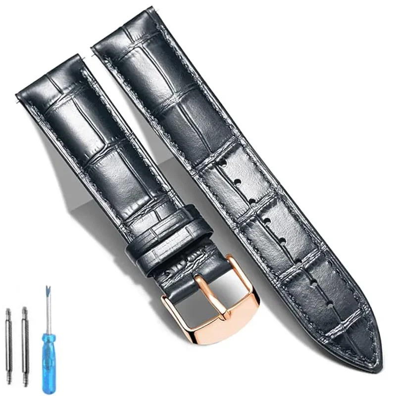 Leather Watch Band Genuine Calfskin Replacement Watch Strap 18mm 20mm 22mm 24mm