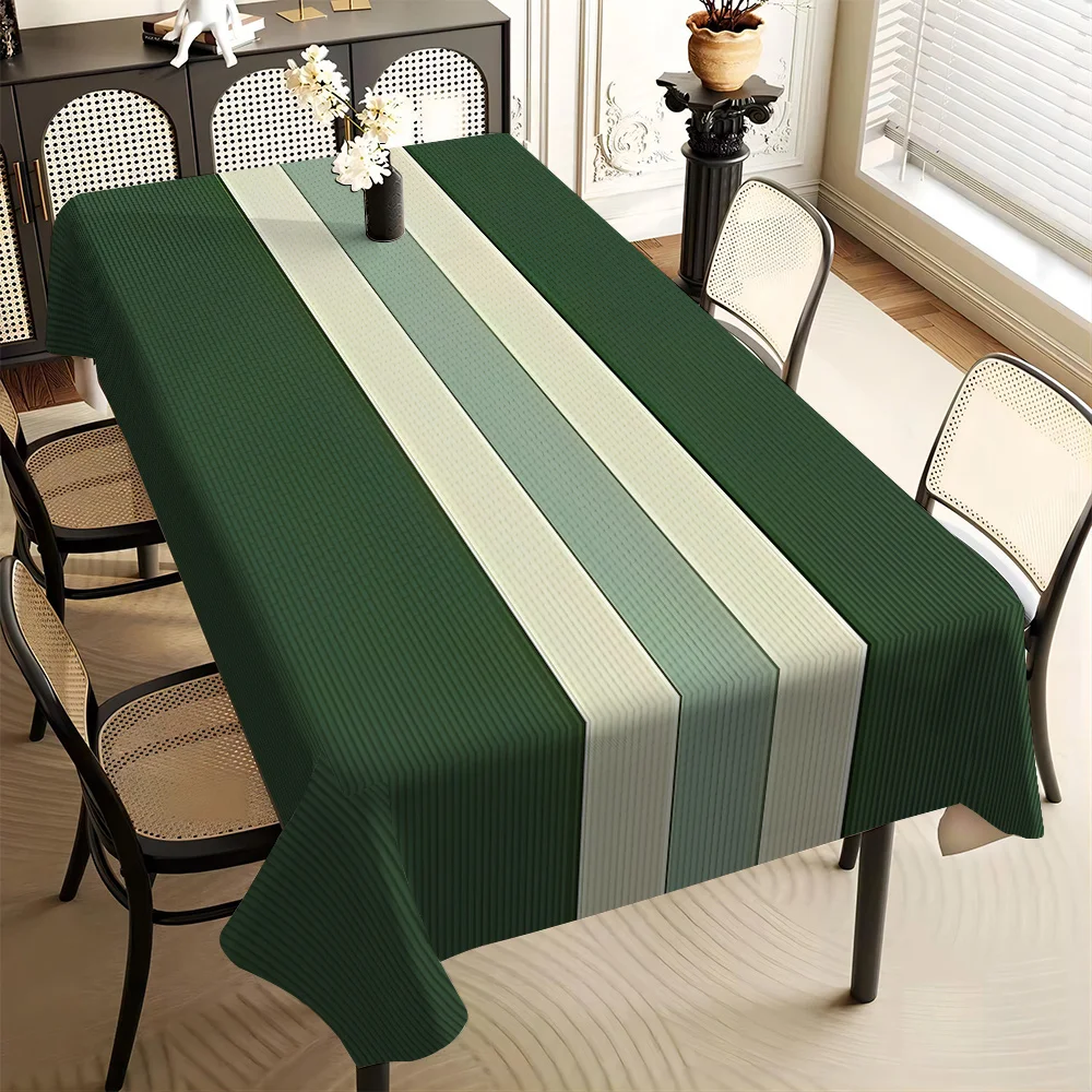 【1 pièce】 Nappe rayée simple, 100% polyester, adaptée aux réunions de famille et à un usage quotidien.