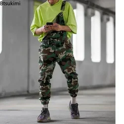 New2026 Men's Camouflage Strap Long Pants Overalls Cross Button Man Casual Pants Jeans One Piece Jumpsuit Denim Cargo Pants Male