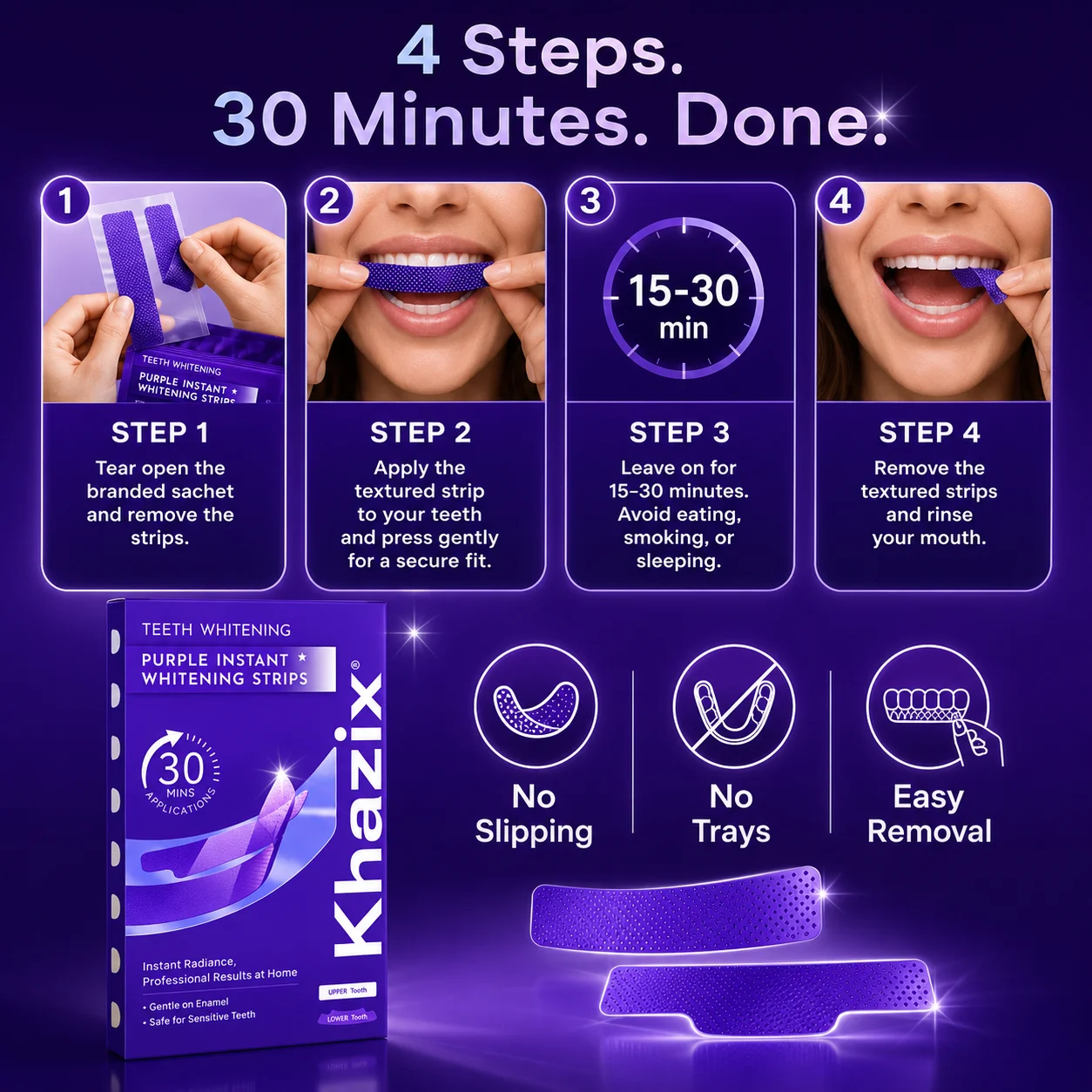 5 pairs Teeth Whitening Strips for Whiter-Looking Smile, Flexible Tooth Strips Easy to Apply for Daily Cosmetic Care