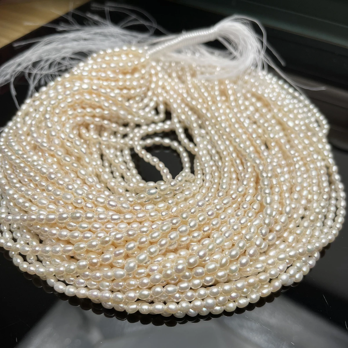 Natural Freshwater Pearl Strand Loose Beads - AAA 3–4mm High Quality Rice 100%