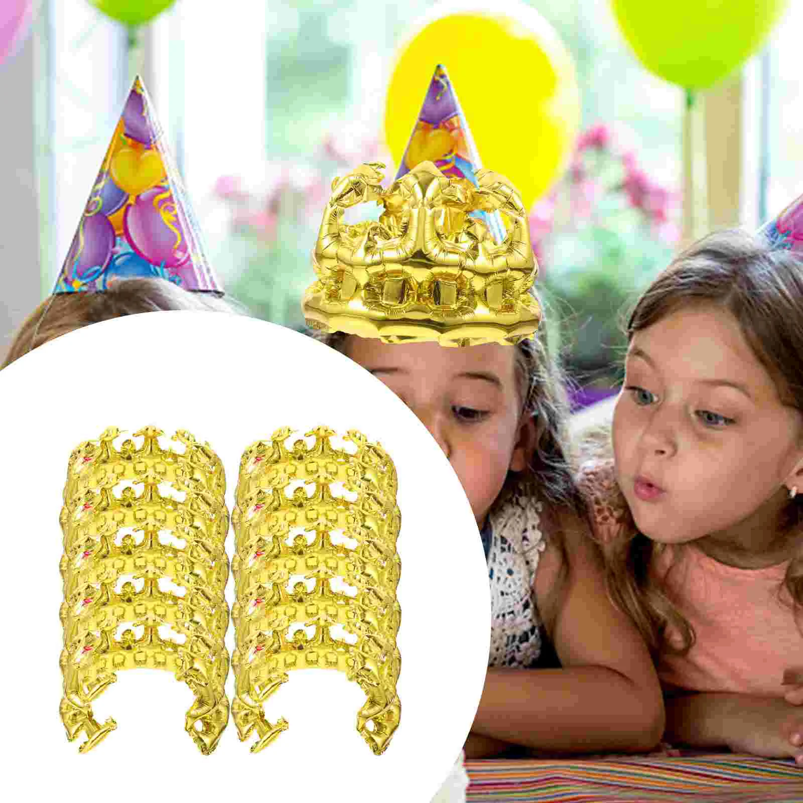 

10 Pcs Crown Balloon Hat Birthday Party Inflatable Costume Girl Balloons Aluminum Film Props Child Decoration