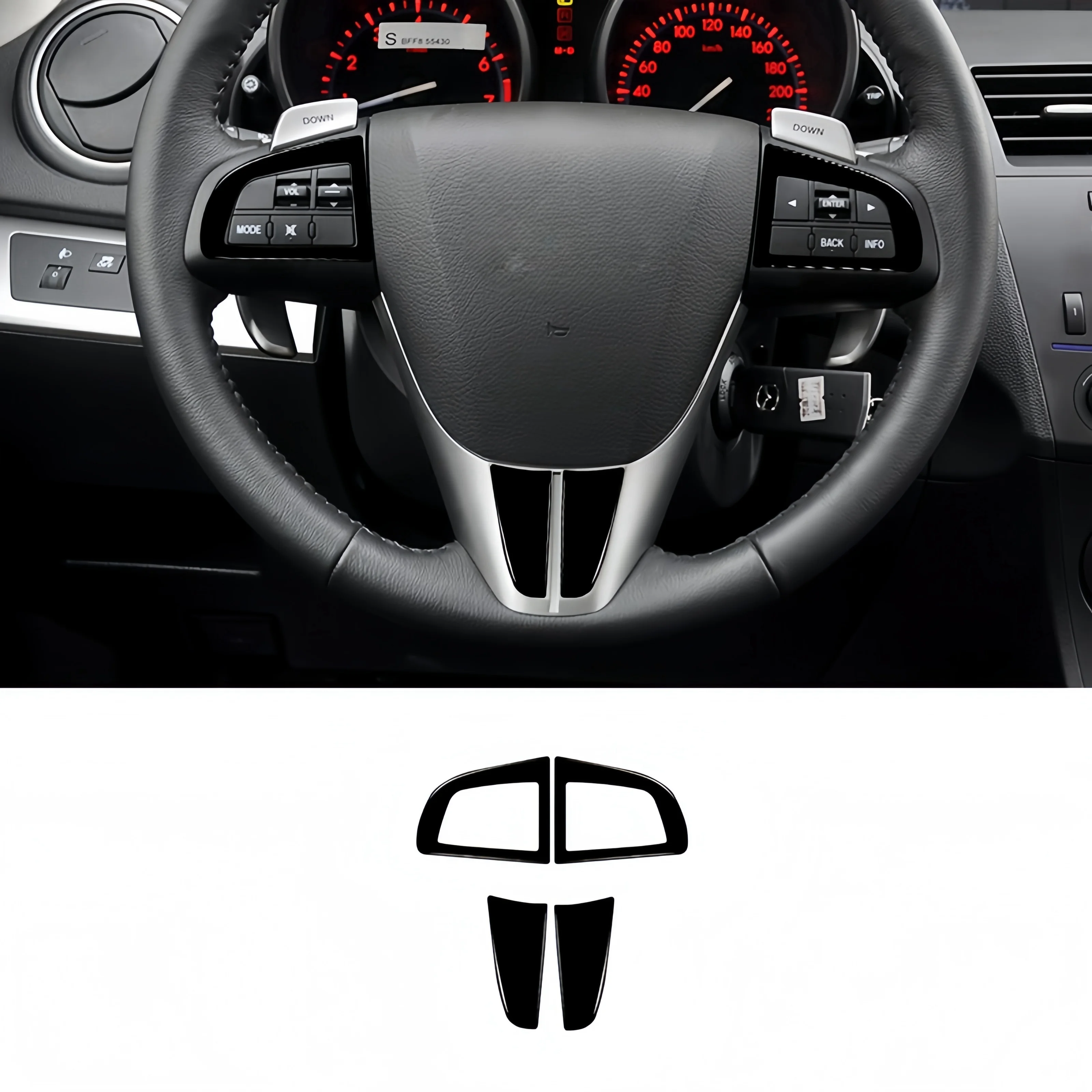 

For Mazda 3 Axela 2010-2013 Piano Black Car Interior Steering Wheel Panel Button Frame Trim Cover Decoration Sticker Accessories