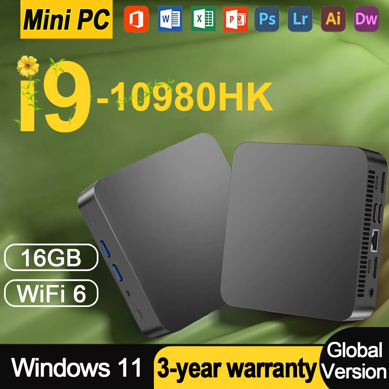 

【Гарантия 3 года】 Мини-ПК с Windows 11, новый процессор Core i9 10980HK, 16 ГБ ОЗУ, 1 ТБ SSD, BT5.2, мини-ПК для игр, офиса, учебы, настольный ПК для геймеров.