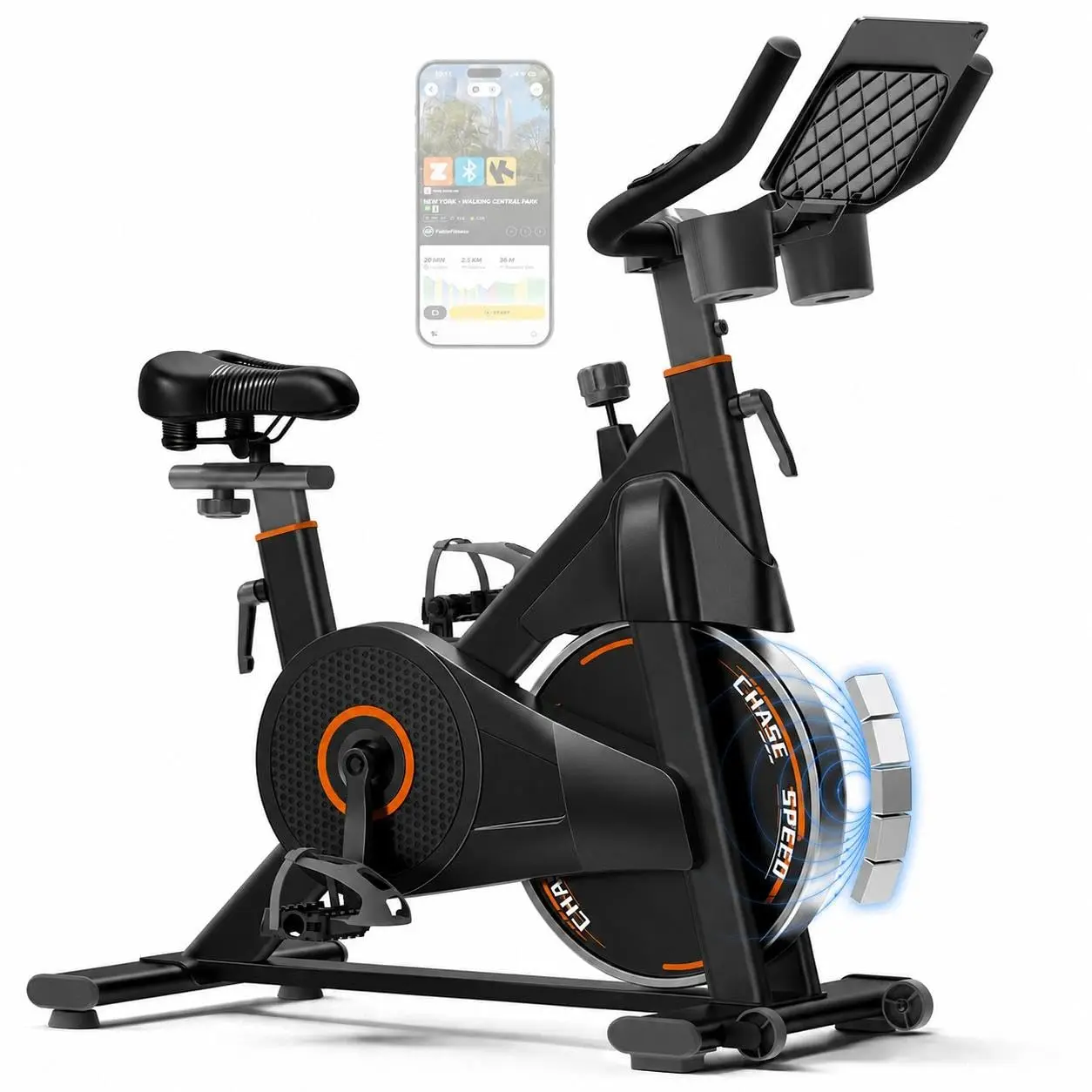 CURSOR Exercise Bike, Magnetic Friction Stationary Bikes for Home with APP