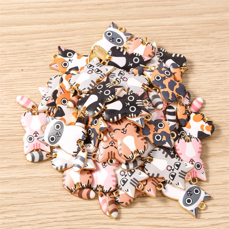 10 Stück 16x39mm Cartoon Emaille Tier Katzen Charms Anhänger zum Basteln von Halsketten, Ohrringen, Armbändern, DIY-Handwerk, Schmuckzubehör – Detail 14