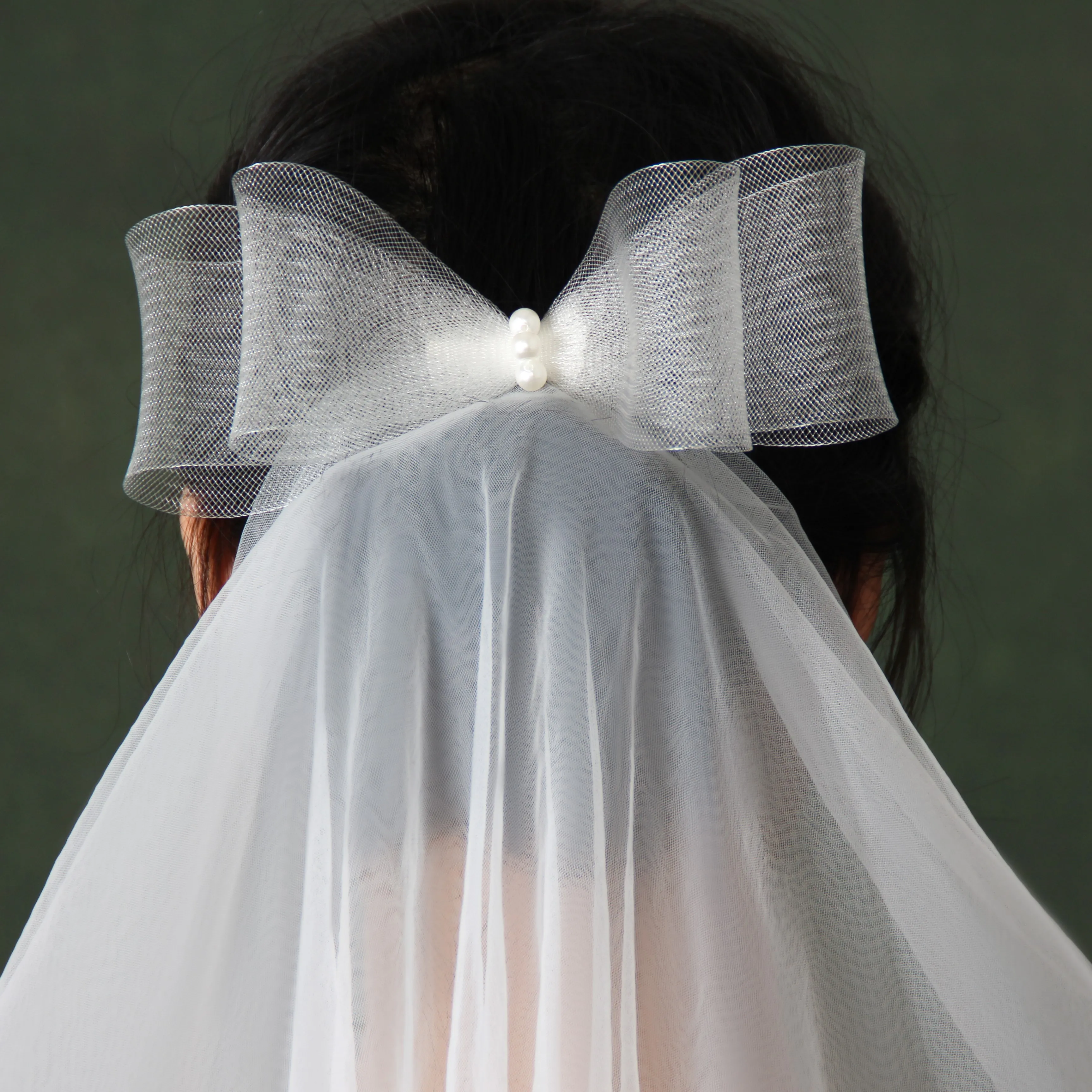Short bridal veil new style high-quality bow-shaped veil white 2-layer with metal hair comb 3D bow non-slippery hair romant G95
