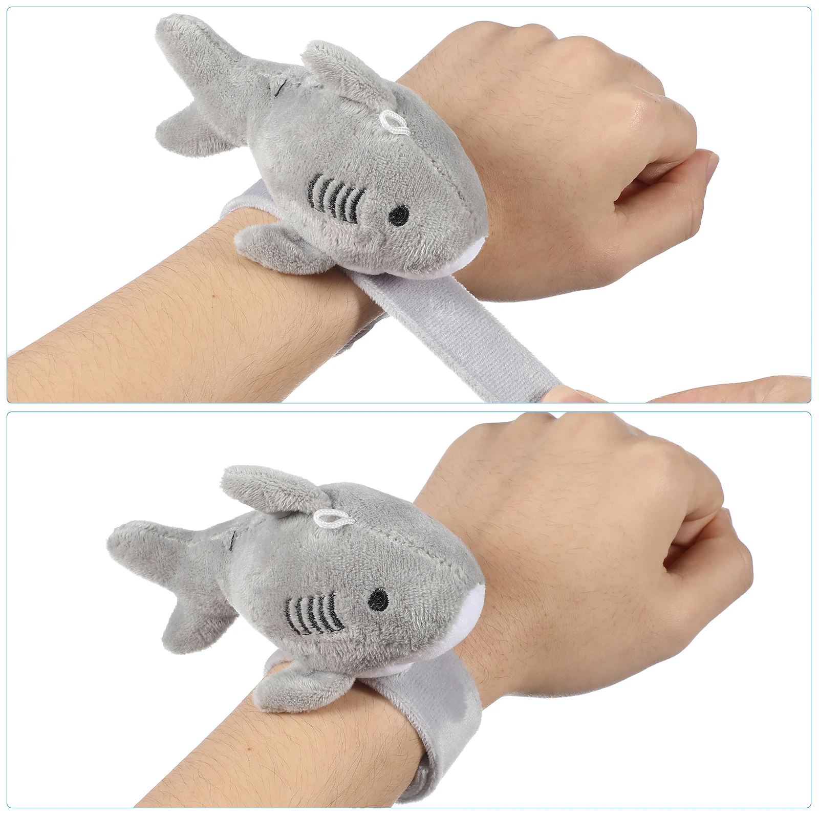 

6pcs Shark Slap Bracelets Fabric Bands Party Wristbands Decorative Kids Birthday Favors Soft Cartoon Animal Slap Bands