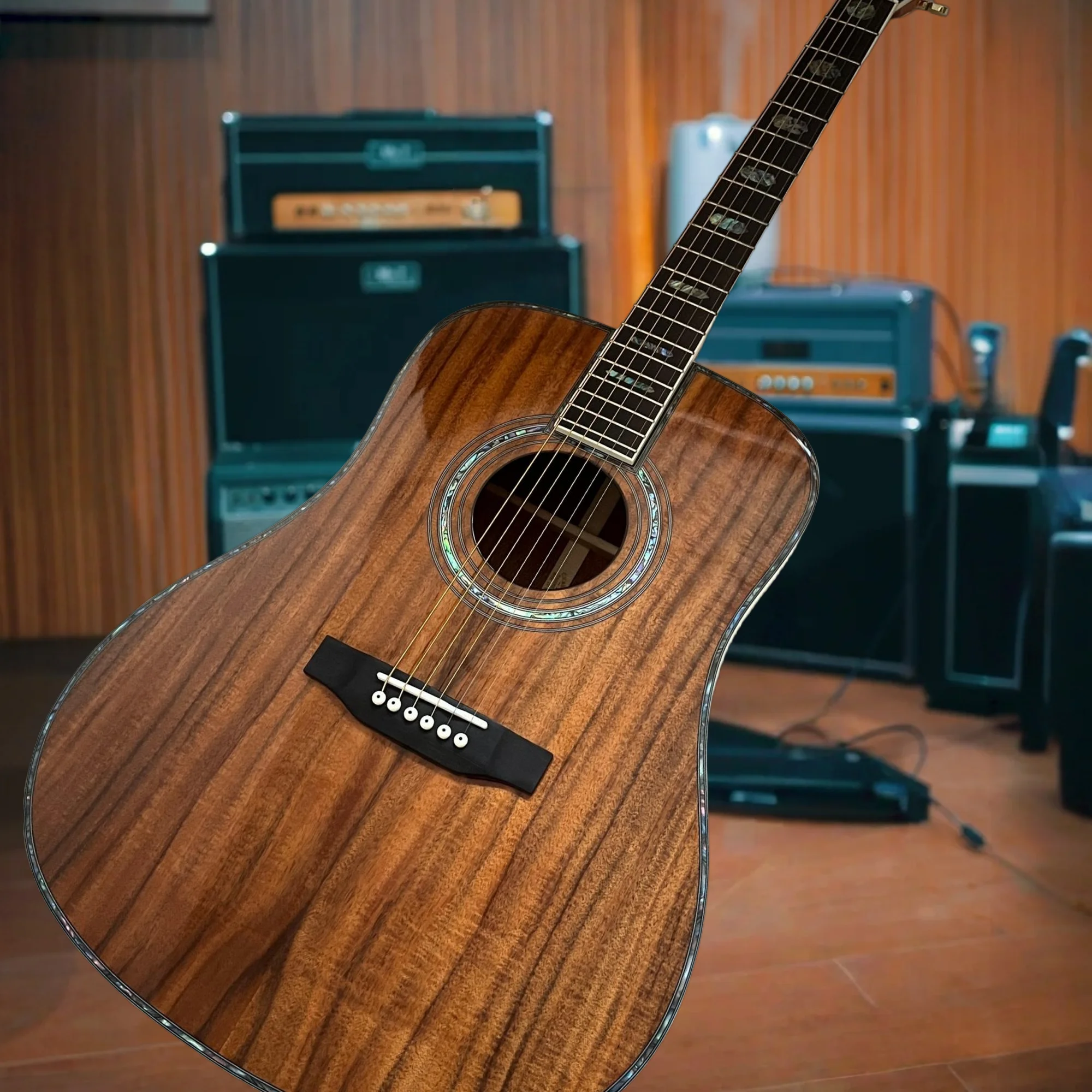 D45 KOA Body 41 Inch Acoustic Guitar Ebony Fingerboard Fixed Bridge Dynamic Balance Solid Top Beginner Free Delivery