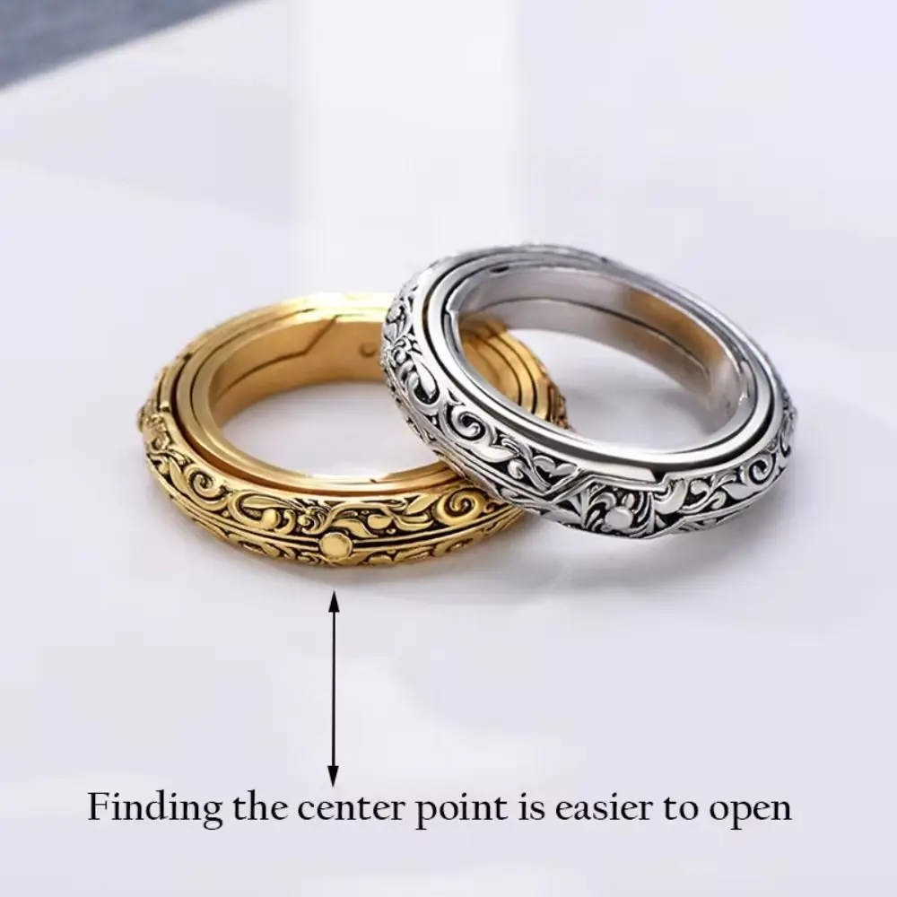 Retro Style Astronomical Ball Ring Universe Sphere Reversed Metamorphic Cosmic Ring Rotating Planet Complex Astronomy Ball Rings