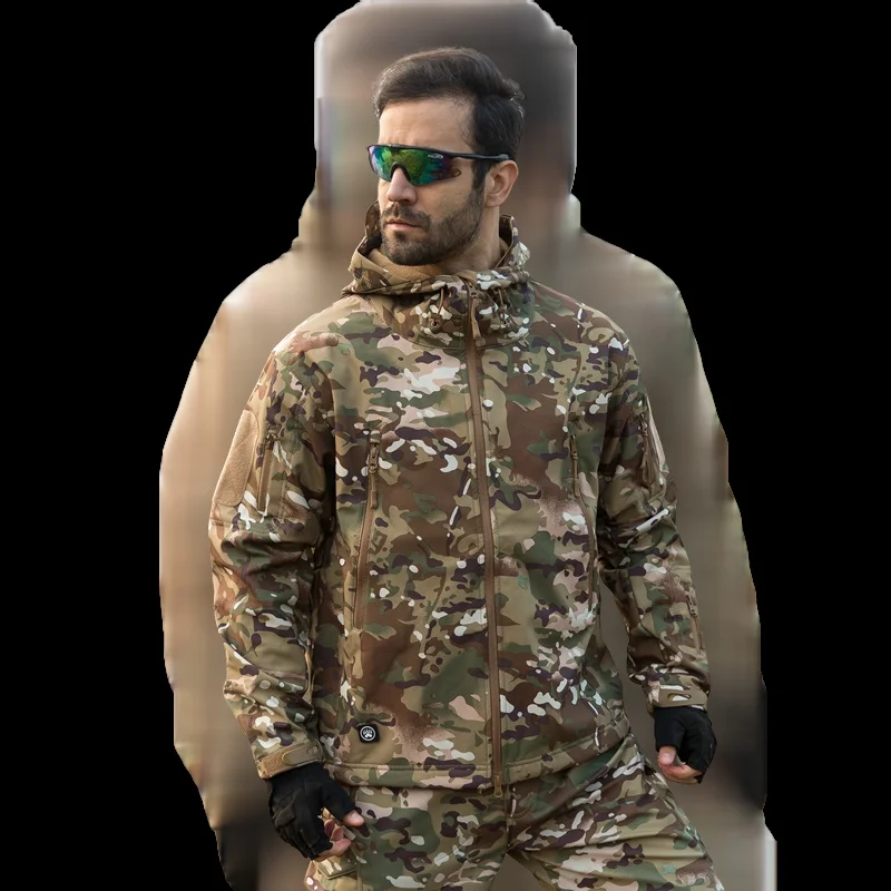 Autumn Military Camo Fleece Hunting Jacket Army Tactical Clothing Multicam Male Camouflage Windbreakers