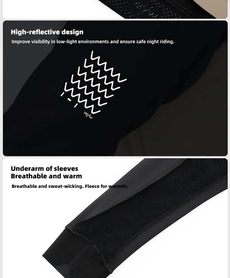 YKYW Herren-Radjacke, winddicht, wasserdicht, langärmelig, MTB, Fahrradmantel, Fahrradsport, Windjacke, Doppelreißverschluss, Radtrikot – Detail 9