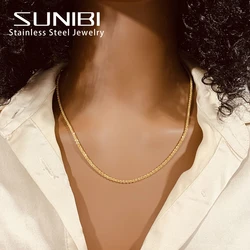 Trend Sparkling Stainless Steel Choker Necklace for Women Elegant Clavicle Chain Necklace Party Wedding Collar Jewelry Gift