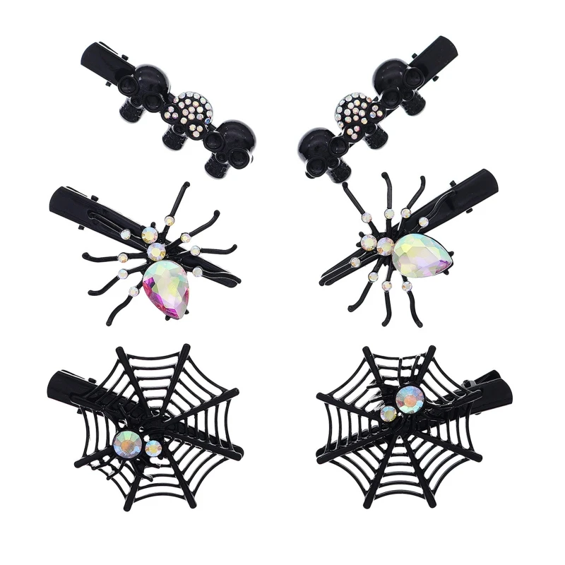 Novelty Scary Spider Skull Shape Hair Clip Halloween Costume Headwear for Women Party Anime Party Hair Non Slip Supplies