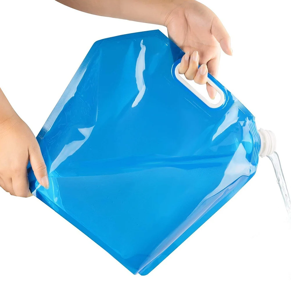 

2pcs Portable Drinking Bag 10L Collapsible Water Storage Container Leak Proof Lightweight Durable Plastic Water Carrier For