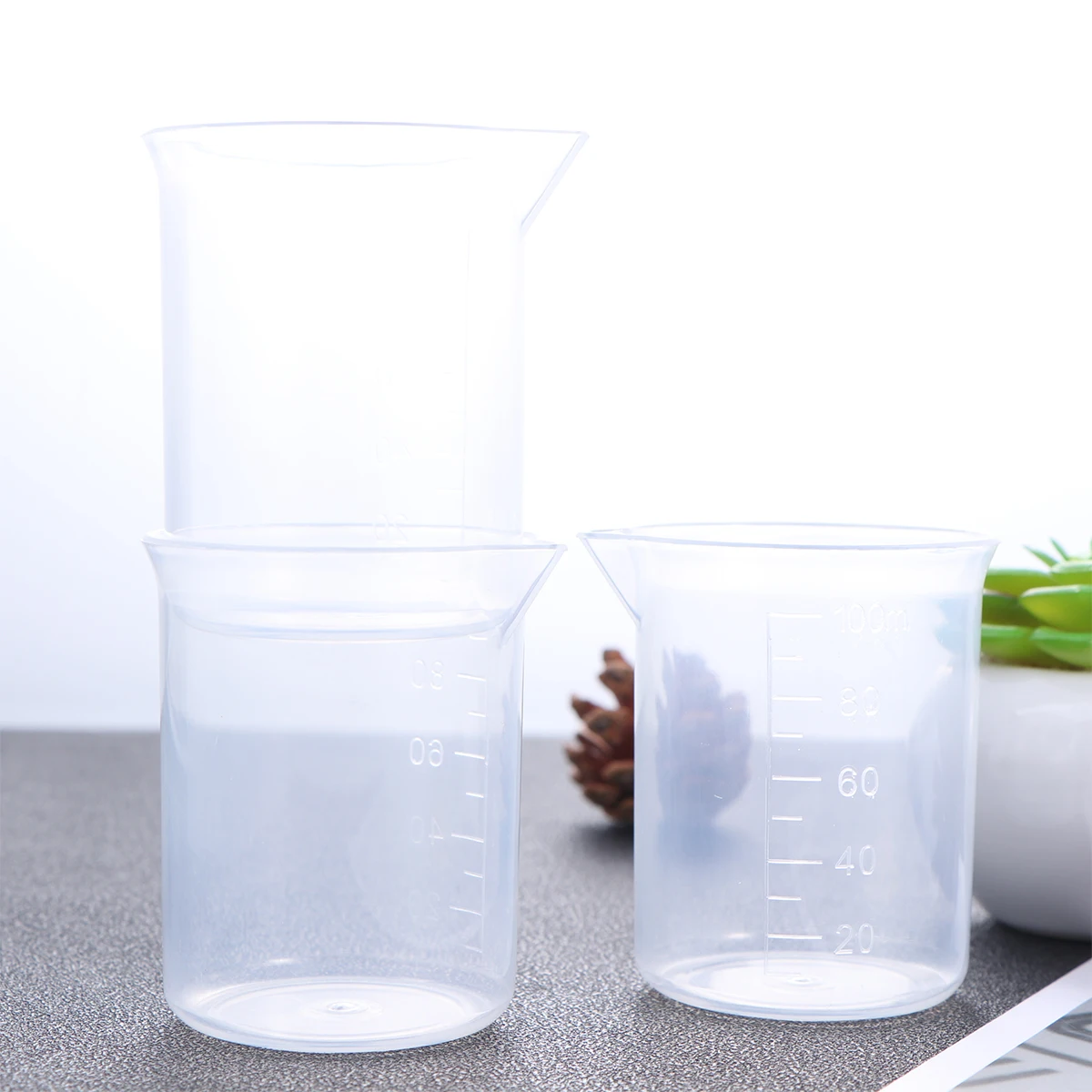 

20 PCS Scale Measuring Cups Plastic Beaker Liquid Container With Graduations White