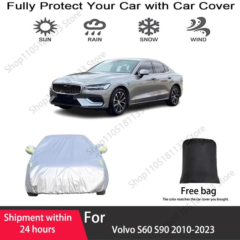 For Volvo S60 Car Cover Custom Fit 2010-2023 Waterproof Windproof All Season Heavy Duty Protection Outdoor Indoor Use