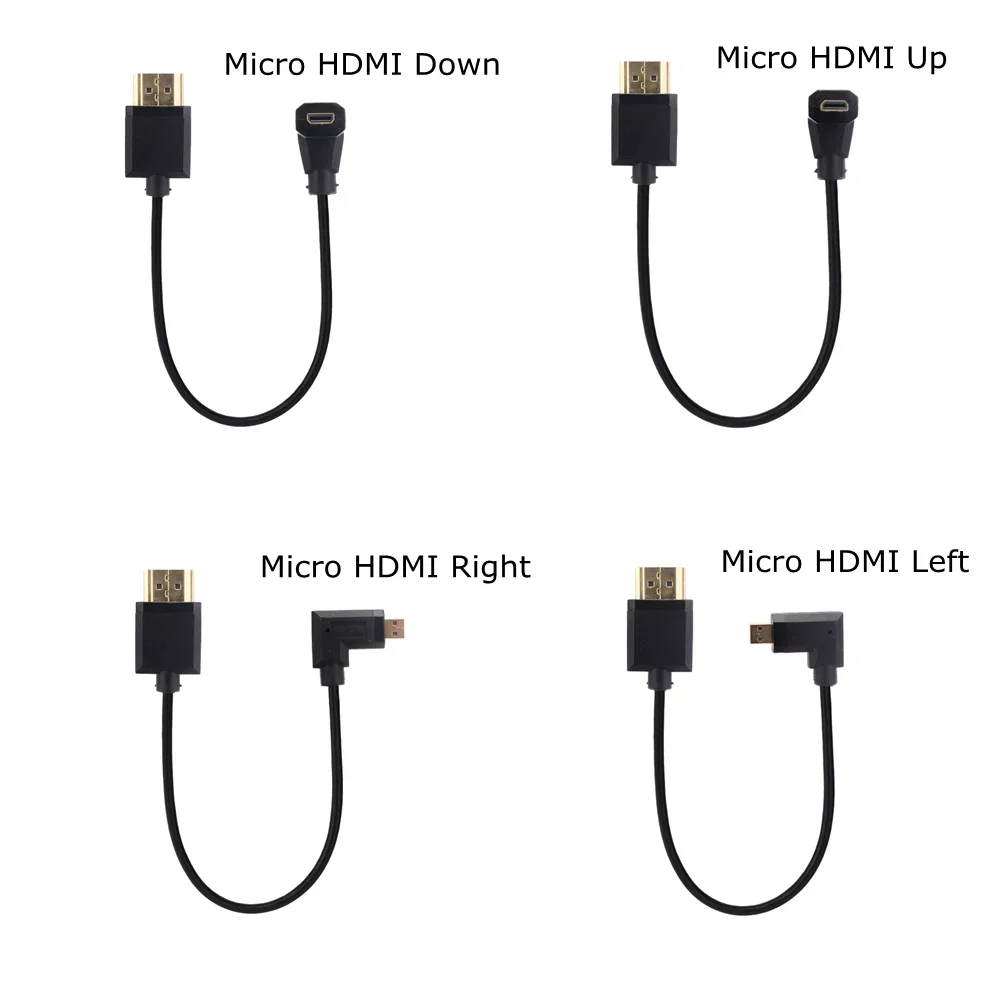 OD3.2mm Super Extreme Slim kabel kompatybilny z HDMI Mini kompatybilny Micro HDMI 2.0 w dół lewego prawego kątowy męski kabel cienkie krótkie