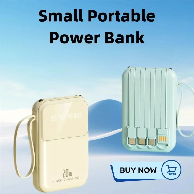 

10000mAh Power Bank with Built-in Cable Is Small Portable with A Large Capacity
