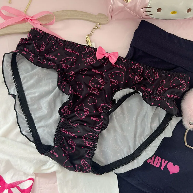 HelloKitty Sanrio النساء سراويل الكرتون مثير T على شكل Underpant فتاة ملخصات الراحة التهوية Kawaii موضة Pantys الملابس الداخلية
