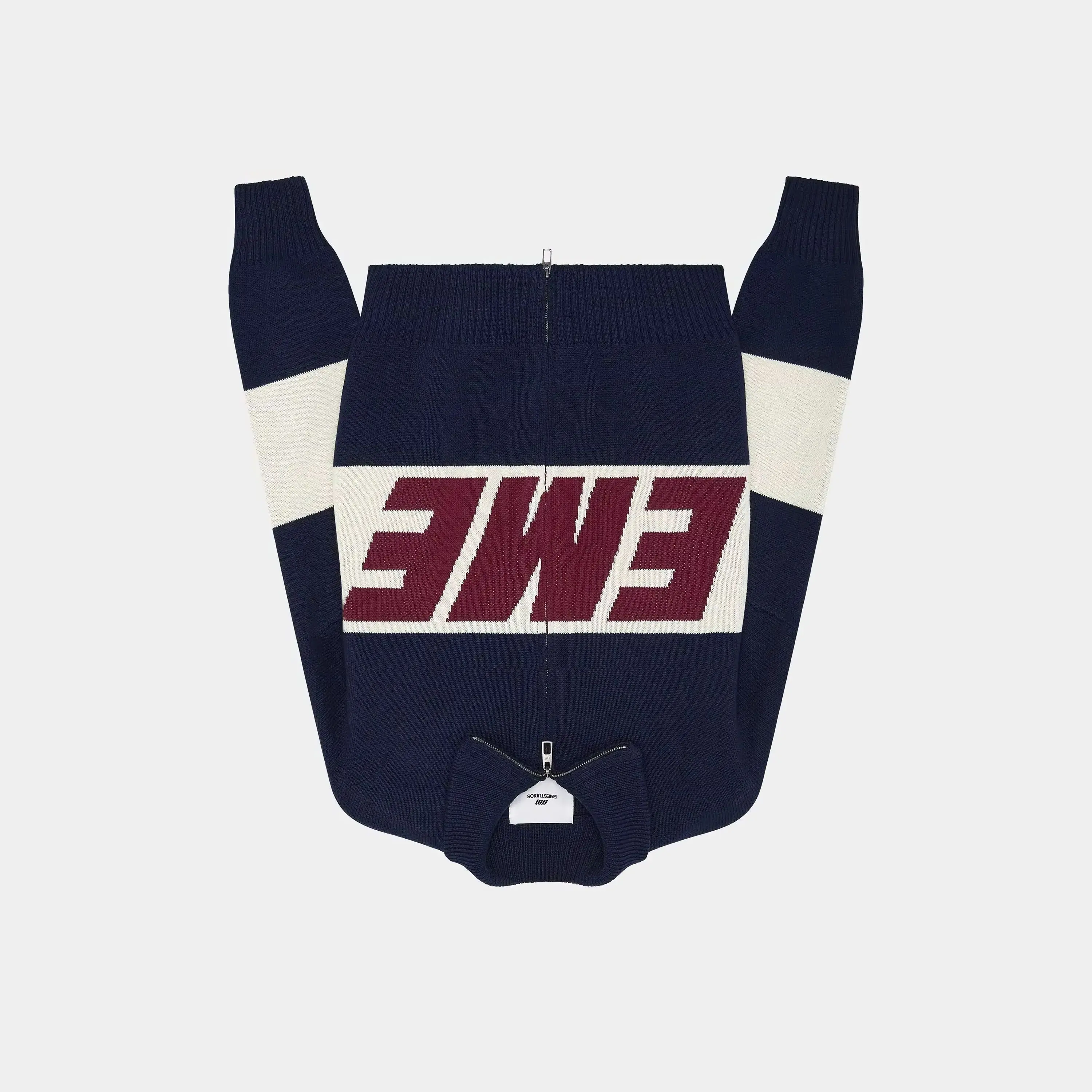 

Thrill Navy Master Knit Sweater Y2K Fashion Casual Embroidered Letters Unisex Knitting Top for Men And Women