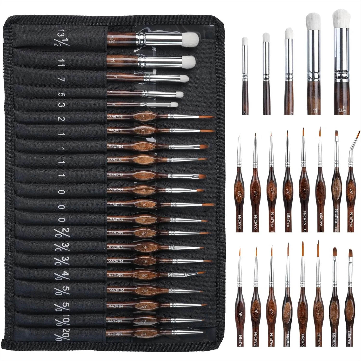 

Miniature Paint Brushes Set 21Pcs with Cloth Roll for Acrylic Oil Watercolor Detail Painting Models