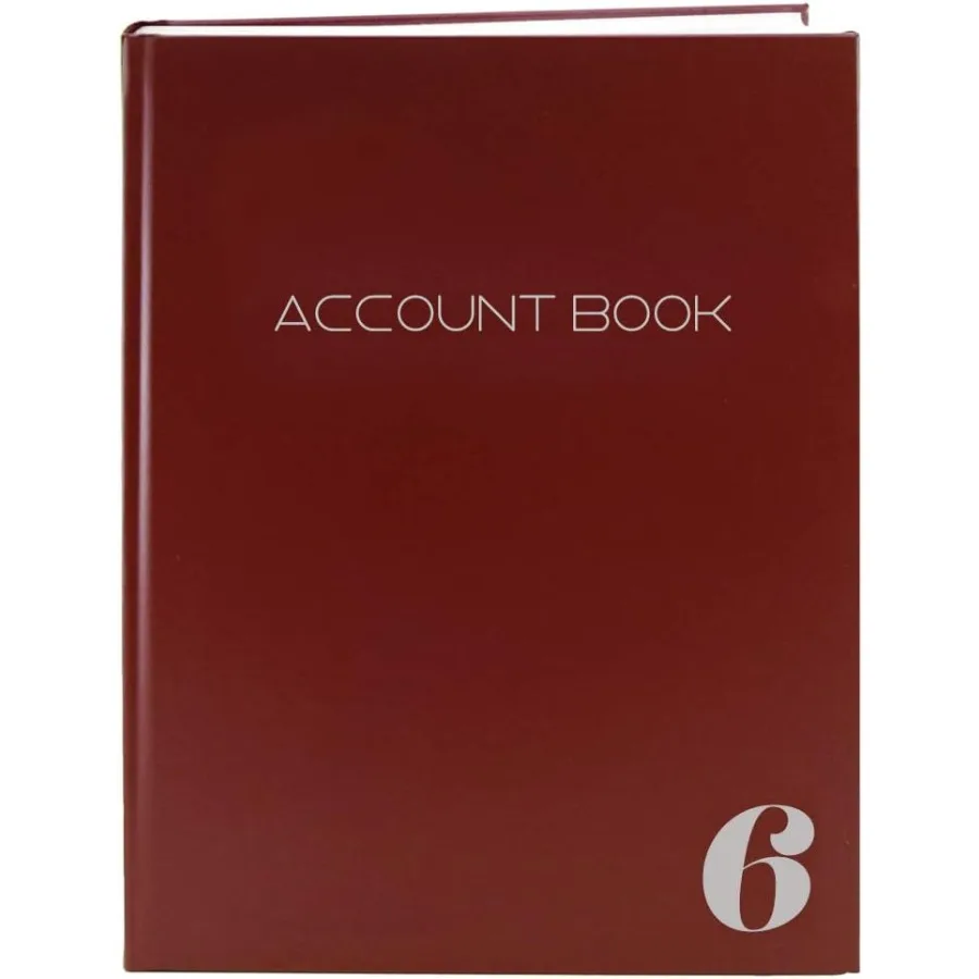 

6 Column Ledger Book for Financial Record Keeping and Accounting Tasks Maroon Hardbound Section Sewn Notebook with Six Columns