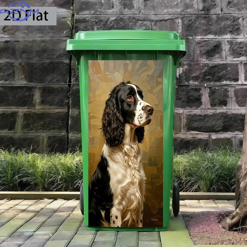 Trash Can Sticker 37X82Cm Dynamic Black And White Dog Shadow Theme Design Wall Sticker Self-Adhesive Wall Decoration for Kitc