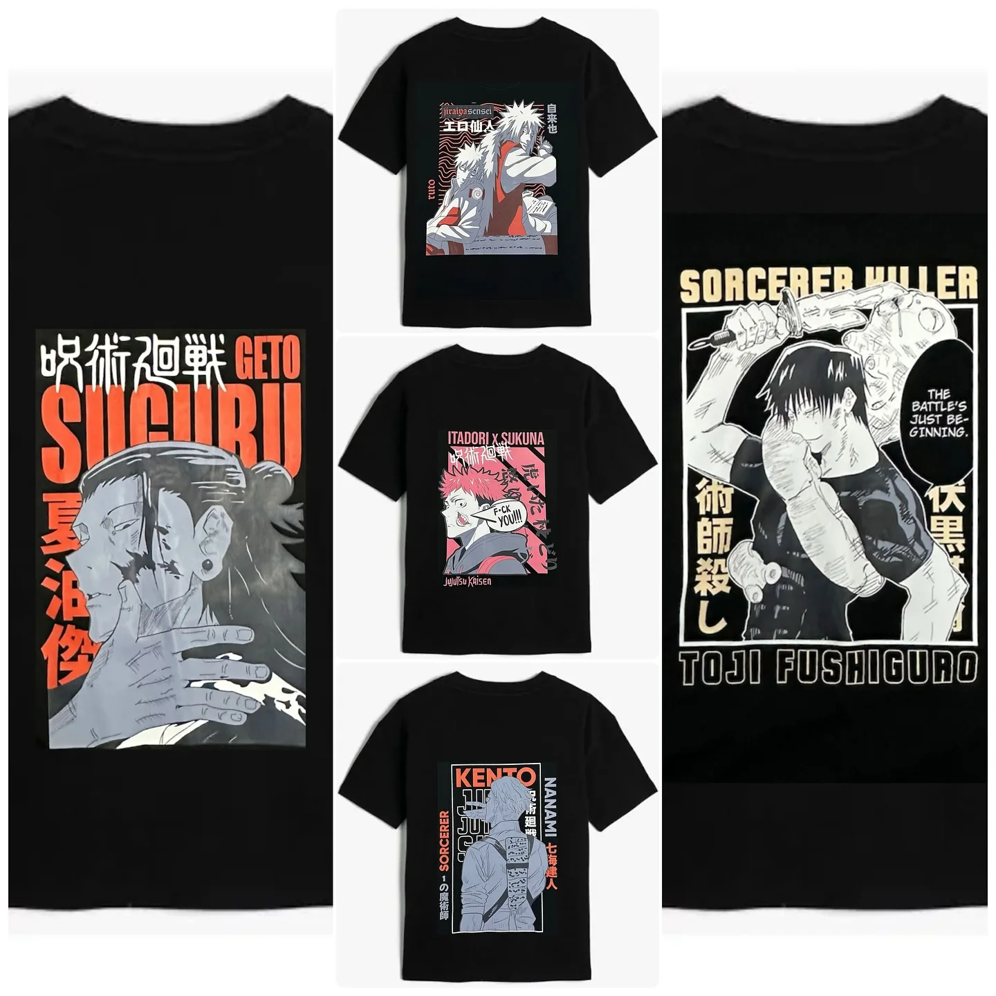 

2026 Summer New Jujutsu Kaisen Anime Peripheral Clothes Classic Comic T-Shirt Short Sleeve Crew Neck Men's and Women's Couples