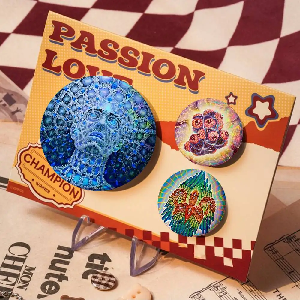A-Alex G-Grey Art For Badge Personalized Custom Laser Reflective Badge Hologram Metal Enamel Pin Brooch Souvenir Gift