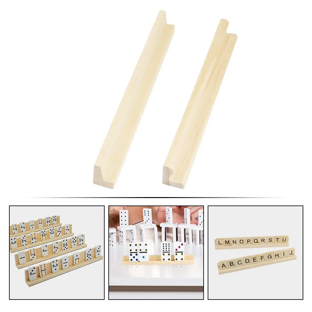 8 قطعة رفوف الدومينو الخشبية الطبيعية أصحاب ناعمة مصممة بشكل جيد للعب الورق قواعد متعددة الوظائف ملحقات الألعاب