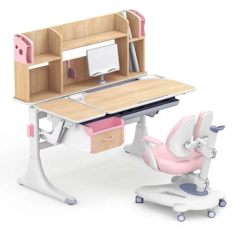 

Primary and Secondary Students Multi-functional Lifting Children's Study Desk and Chair Children's Solid Wood Writing Desk