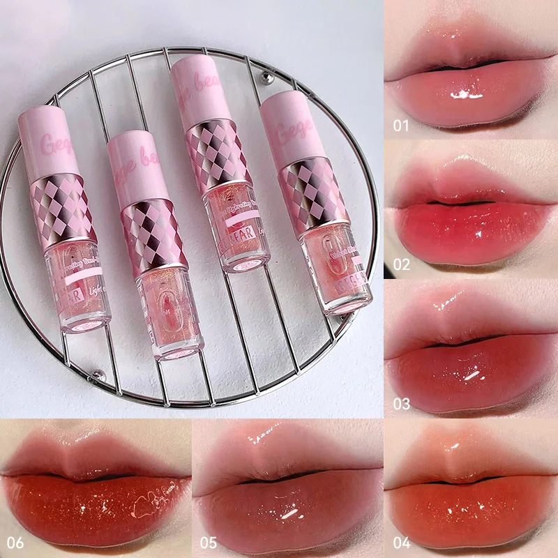 Gege Bear ملمع شفاه مزدوج الرأس، مزيج مزدوج من عسل الشفاه وطلاء الشفاه، شفاه كاملة، لون طبيعي، عسل شفاه أبيض