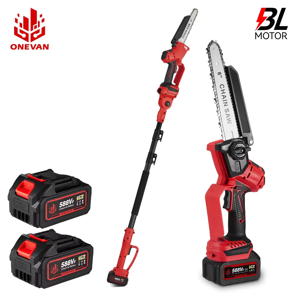 ONEVNA 4900 Вт 8-дюймовая бесщеточная телескопическая электрическая бензопила 2 в 1 инструмент для обрезки сада с высокой веткой для батареи Makita 18 В