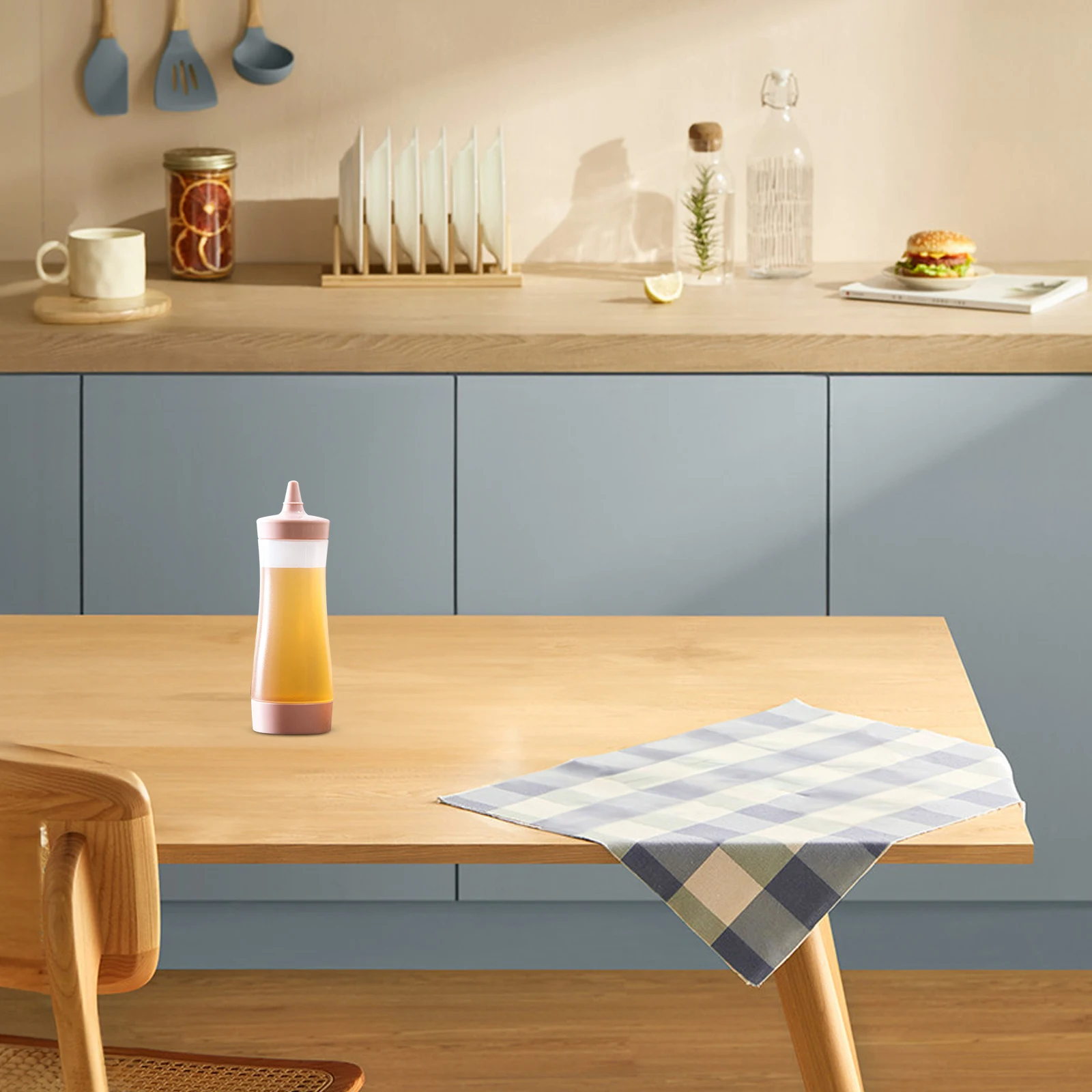 

2pcs Condiment Squeeze Bottle Ergonomic Clear Sauce Bottle Salad Dressing Container For Ketchup Bbq Syrup Oil Honey Plastic