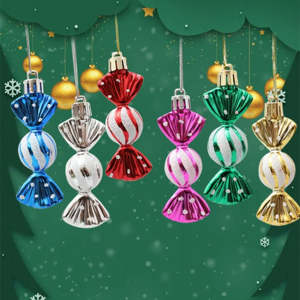 6Pcs New Plastic Christmas Hanging Decoration Multicolor Red Gold Candy Xmas Ornament Ball Electroplated Christmas Tree Ornament