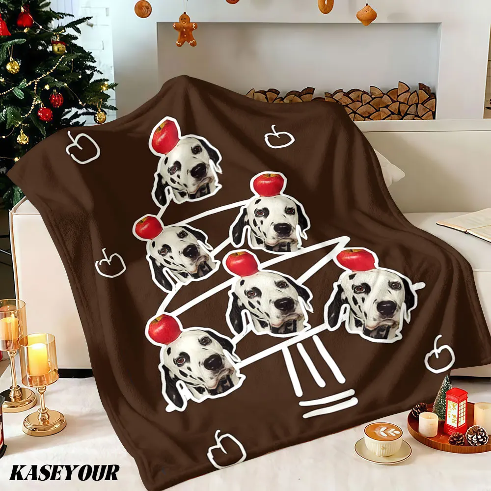 Dalmatian Christmas Tree Winter Summer Flannel Blanket Throw Fleece Soft Fuzzy Plush Cozy Fleece Blankets for Sofa Ideal Gifts