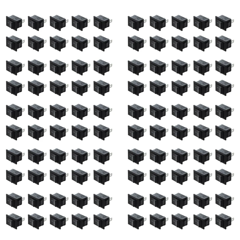 ABRU-100 Pcs SPST Mini Black 2 Pin Rocker Switch AC 125V 10A 250V 6A