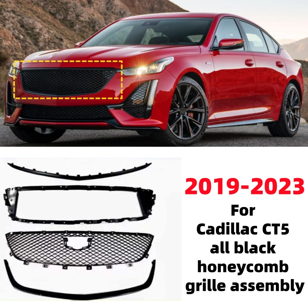 

For Cadillac CT5 2019-2023 car front bumper bright black ventilation grille assembly