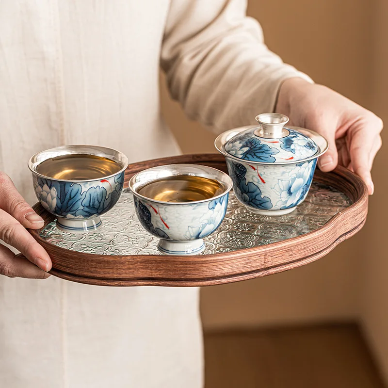 

Лю Инью играет Qinghe Sancai крышка чаши чайный сервиз, бытовой противоожоговый светильник, роскошная высококачественная чайная чаша, чайная чашка, подарочная коробка