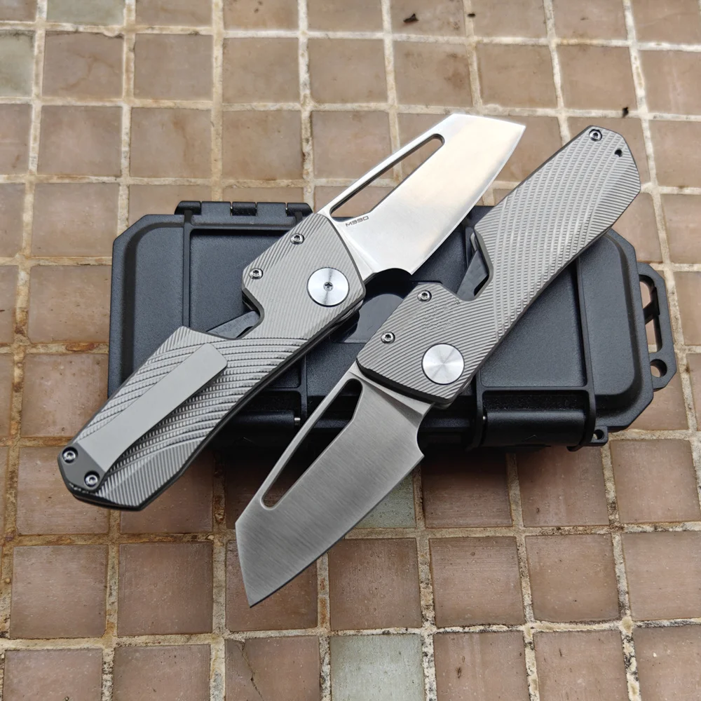 JUFULE M390 Winterpudding frezowany tytanowy uchwyt łożyska ceramiczne kieszonkowe narzędzie EDC wędkarstwo Camping ołówek myśliwski nóż składany
