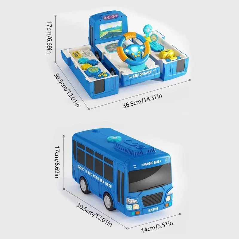 Kinderen Muzikaal Stuur Stuur Speelgoed Baby Transformator School Bus Traagheid Puzzel Multifunctionele Verlichting Auto Speelgoed Voor Kinderen