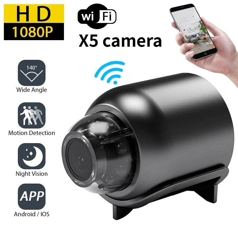 

1080P Новая мини-камера ночного видения X5 Портативная HD WIFI камера Спальня Офис Мобильный мониторинг Беспроводная камера мониторинга
