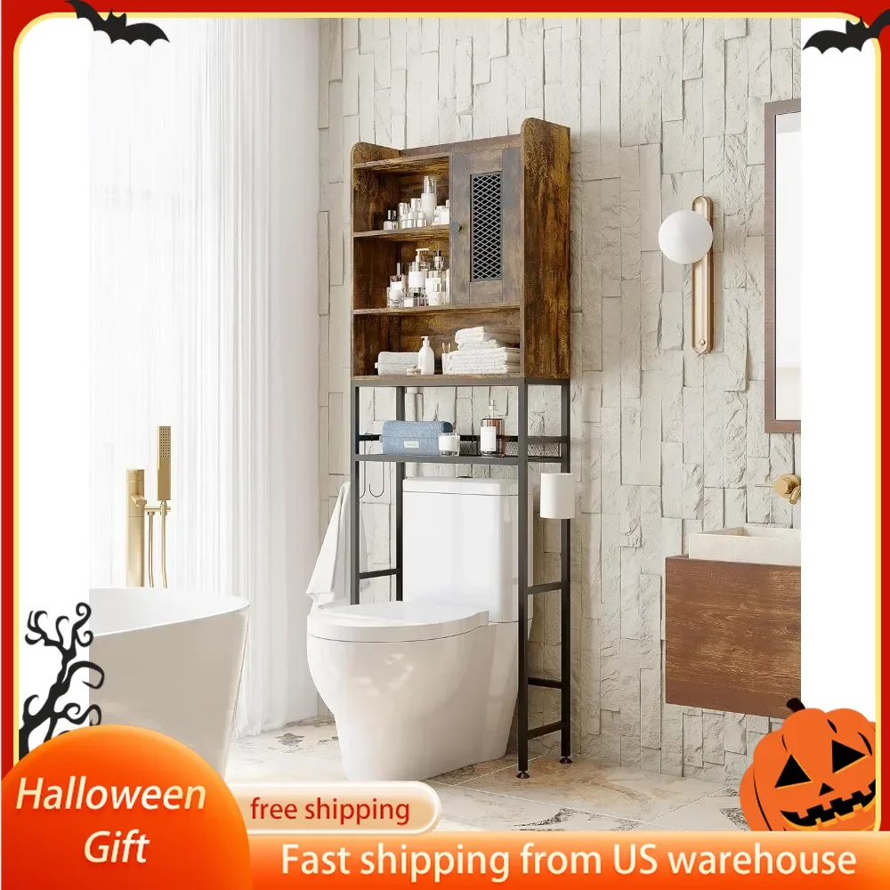 

Toilet Locker - 5th Floor Freestander Bathroom Organizer - Space Saving Toilet Rack - Multi-functional Display Rack with Door