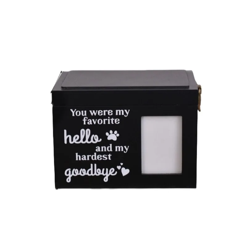 جرة الحيوانات الأليفة الخشبية مع إطار صور مستلزمات جنازة الحيوانات الأليفة صندوق تخزين الرماد صندوق تابوت الحيوانات الأليفة #4