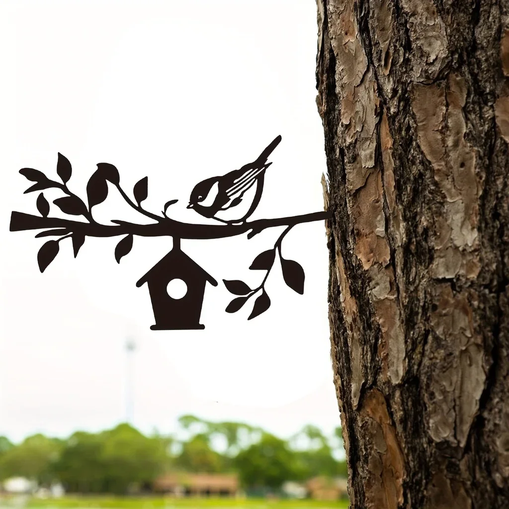 Sparrow Metal Silhouette Garden Stake Metal Yard Art Outdoor Garden Tree Decorations Backyard Garden Patio Outdoor Decoration
